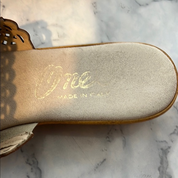 Onex Tan Laser-Cut Sandals - Picture 2 of 3